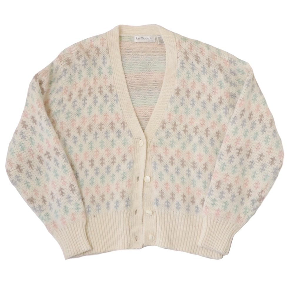 Vintage Pastel Chunky Knit Cardigan Sweater